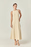 Pleated A-Line Knit Midi Dress
