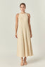 Pleated A-Line Knit Midi Dress