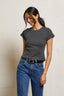 Gabby 2X1 Sweater Rib Short Sleeve Crew Neck