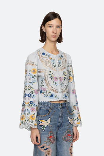Celia Embroidery Long Sleeve Blouse