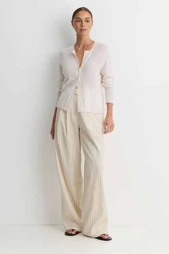 Sloane Cashmere Crewneck Cardigan - Ivory