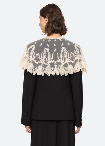Elisa Tropical Wool Capelet Jacket - Black
