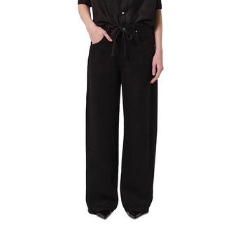 Brynn Linen Drawstring Trouser - Chocolate