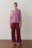 Silk Stripe Crop Pant - Oxblood