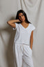 Pearl Japanese Jersey Vneck - White
