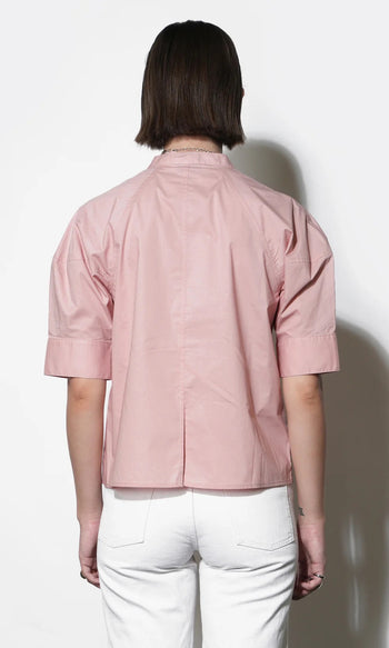Laya Puff Sleeve Button Up Blouse - Blush