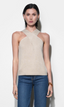 Ingrid Cross Front Halter Knit Top - Linen