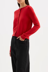 Elvio Merino Blend Cardigan - Vermillion