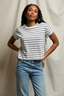 Everett - Jersey Stripe Boxy Crewneck Tee - Vintage Black Stripe