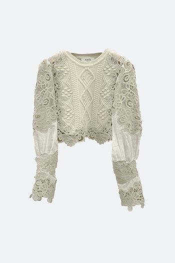 Vania Lace Combo Sleeve Sweater