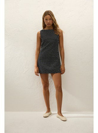 Jacie Mini Dress - Lola Polka Dot Black/Cream