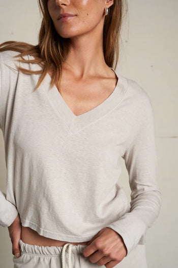Fiona - Long Sleeve Recycled V-Neck - Silver