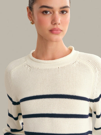 Coral Striped Pullover - Chalk/Dark Blue