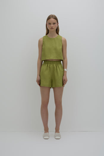 Sian Linen Top - Fern