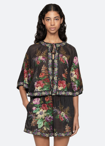 Viktoria Print Tie Front Top - Multi