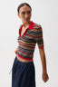 Ashlee Short Sleeve Polo Sweater - Negroni Stripe