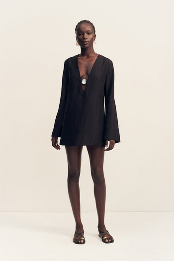 Paloma Plunged Long Sleeve Mini Dress