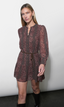 London Belted Ruffle Hem Mini Dress - Chocolate