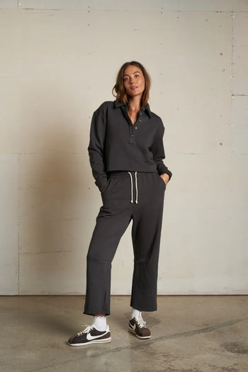 Vinny 3/4 Fleece Sweatshirt - True Black