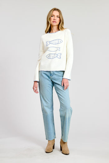 Embroidered Fish Sweater