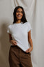 Suri Poorboy Rib Crewneck Cap Sleeve - White