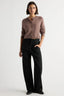 Kiri Cashmere Button Sweater - Mauve Brown