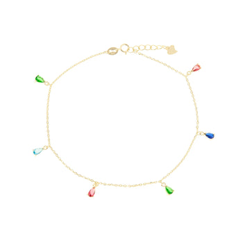 Multi Teardrop CZ Anklet