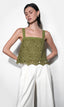 Kandace Crochet Lace Sleeveless Top - Olive