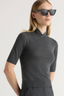 Gia Turtleneck Knit Top - Heather Charcoal