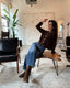 Nina Crewneck Cardigan - Chocolate