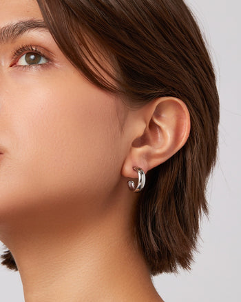 Staple Hoops Small - Platinum
