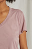 Hendrix - Cotton Boxy V Neck Tee - Mauve