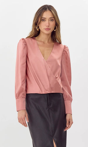 Lourdes Wrap Front Cuffed Blouse