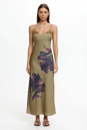 Tily Maxi Dress - Olive Stencil