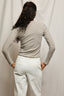 Emma Luxe Stripe Rib Crewneck Long Sleeve  - Heather/Black Stripe
