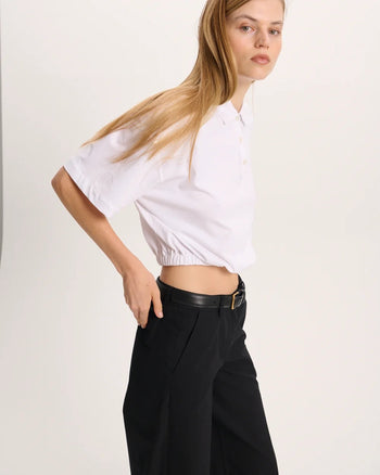 Heavyweight Jersey Cinched Waist Polo - White