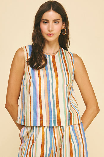 Abstract Stripe Sleeveless Top