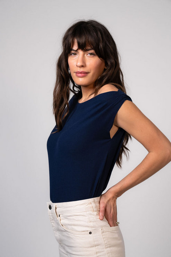 Drop Shoulder Top - Navy