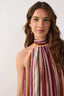 Lurex Neck Ties Mini Dress - Aurora Stripes