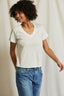 Hendrix - Cotton Boxy V Neck Tee - Bright Ivory