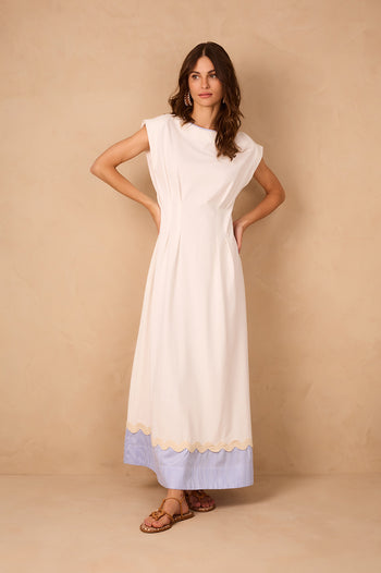 Striped Hem Maxi Dress - Off White