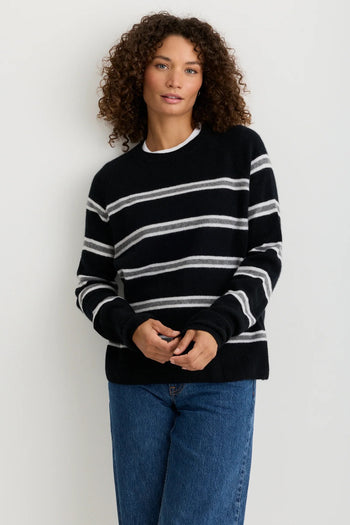 Sloane Cashmere Pullover - Heather Ash Stripe