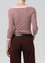 Boat Neck Slim Tee - Burgundy and Creme Stripe