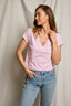 Alanis V Neck Tee - Sugar Pink