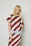 Striped Feather-Trimmed Top - Brown Multi