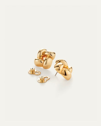 Small Woven Square Earrings - Gold