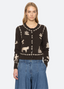 Margeurite Lace Patch L/Slv Cardigan - Coffee