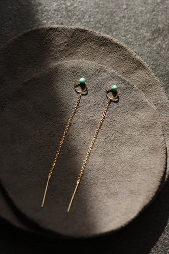 Circle Turquoise Threader Earrings