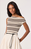 Sofia Sweater Top - Cream Brown Stripe