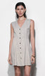 Zora Canvas Stripe Buttton Drown Mini Dress - Ivory/Black